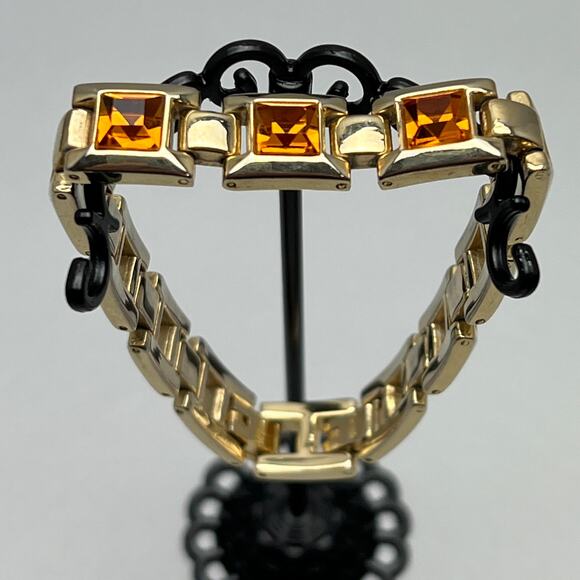 Link Bracelet in Gold with Rhinestones - Picture 1 of 4